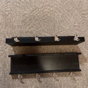 Black Wall Shelf with Clear Hooks